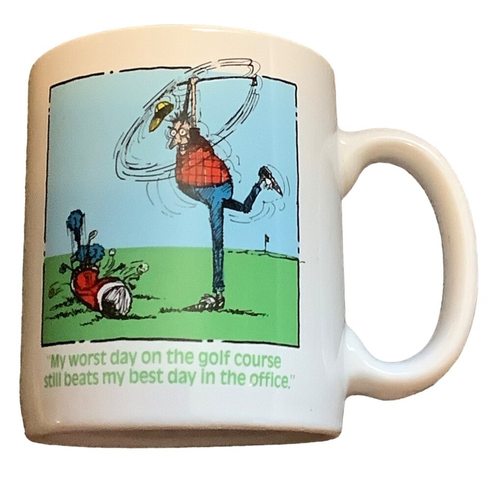 Vtg 1992 Golf Gifts Coffee‎ Mug Ceramic My worst day on the Golf Course 3.75"